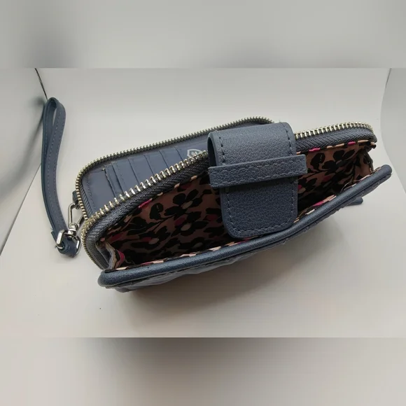 Vera Bradley RFID Smartphone Quilted Microfiber Wristlet Charcoal Gray - Picture 6 of 11